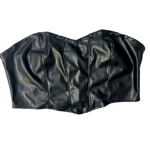 Strapless faux leather corset